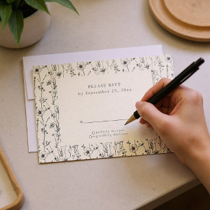 Delikate Wildblumen nahtlose Muster RSVP-Karte Einladung