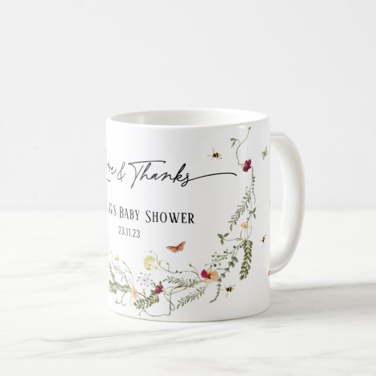 Delikate Wildblumen Personalisierte Baby Dusche Ta Kaffeetasse (VorderseiteRechts)