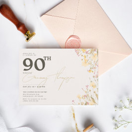 Delikate Wildblumen Rosa Gelb 90. Geburtstag Einladung