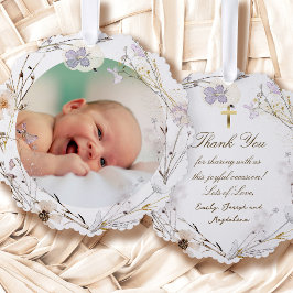 delikate Wildblumen Taufe danke Ornament Karte