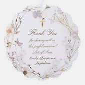 delikate Wildblumen Taufe danke Ornament Karte (Rückseite)