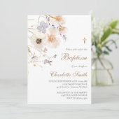 delikate Wildblumen Taufe Einladung (Stehend Vorderseite)