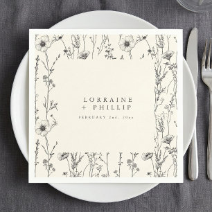 Delikate wilde Blume Hochzeitslippe Serviette