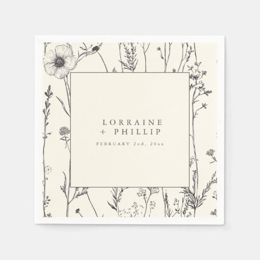 Delikate wilde Blume Hochzeitslippe Serviette (Vorderseite)