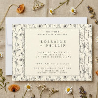 Delikate wilde Blume Muster Hochzeitseinladung