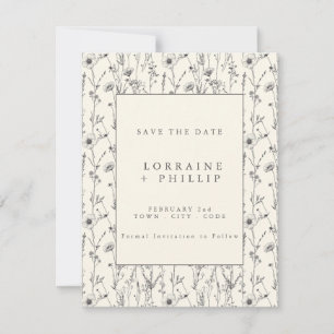 Delikate wilde Blume nahtlose Muster Hochzeit Save The Date