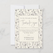 Delikate Wildgartenmuster Hochzeit von Blume Dankeskarte (Vorderseite)