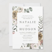 Delikate Winter Floral Frame Wedding Einladung (Vorderseite)