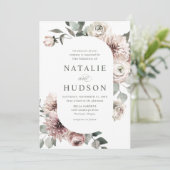 Delikate Winter Floral Frame Wedding Einladung (Stehend Vorderseite)