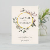 Delikate Winter Floral Frame Wedding Folieneinladung (Stehend vorne)