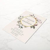 Delikate Winter Floral Frame Wedding Folieneinladung (Gedreht)