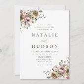 Delikate Winter Floral Wedding Einladung (Vorderseite)