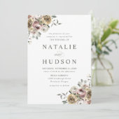 Delikate Winter Floral Wedding Einladung (Stehend Vorderseite)