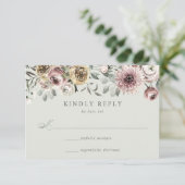 Delikate Winter Floral Wedding RSVP Karte (Stehend Vorderseite)