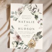 Delikate Winter florale Rahmen Elfenbein Hochzeit Einladung