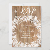 DELIKATE Wreath White Butterfly Wood Wedding RSVP Einladung (Rückseite)