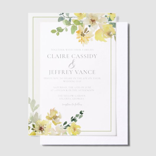 Delikate Yellow Floral Summer Garden Wedding Pergament Einladungen (Versetzt)