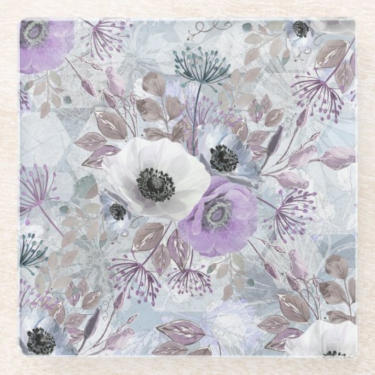 Delikater Anemonenstrauch. Glasuntersetzer (Vorderseite)