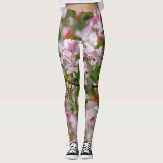 Delikater Apfelbaum mit Blume Leggings (Vorderseite)