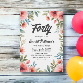 Delikater Blumengarten Rustikaler Sommer 40. Gebur Einladung