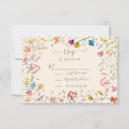 Delikater Blumengarten Wildblume Hochzeit UAWG RSVP Karte (Vorderseite)
