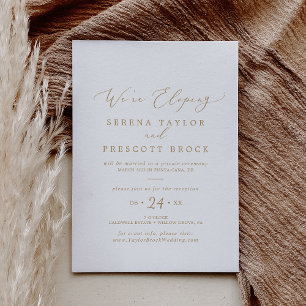 Delikater Gold Calligraphy Elopement Empfang Einladung