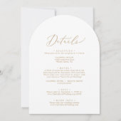 Delikater Goldkalligraphie-Arch auf einer Hochzeit Einladung (Rückseite)