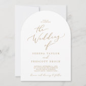 Delikater Goldkalligraphie-Arch auf einer Hochzeit Einladung (Vorderseite)