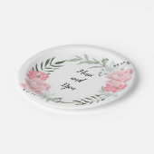 Delikater Kranz aus der Blume, rosafarbene Pfennig Pappteller (Schrägansicht)