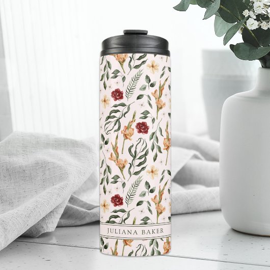 Delikater, Personalisierter, floraler Tumbler Thermosbecher