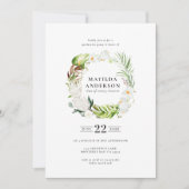 Delikater tropischer Blumenkranz Abschluss laden Save The Date (Vorderseite)