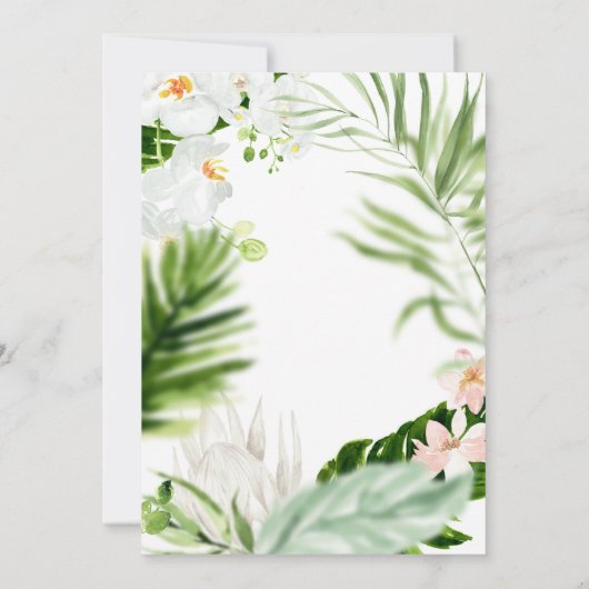 Delikater tropischer Blumenkranz Abschluss laden Save The Date (Rückseite)