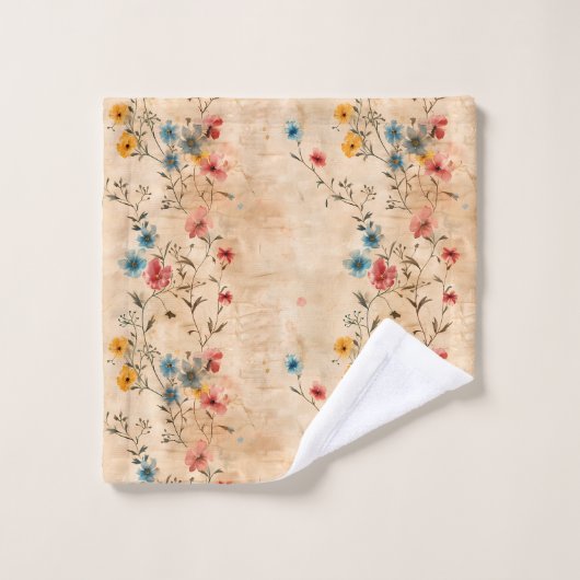 Delikater Vintager Blumenstil Badhandtuch Set (Waschlappen)
