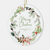 Delikater Weihnachtsbrand in Wasserfarbe Keramik Ornament (Links)