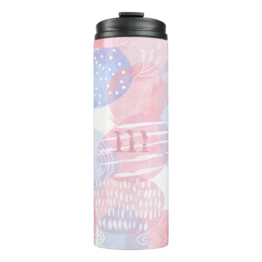 Delikatere, Abstrakte Wasserfarben und Blautöne Thermosbecher (Vorderseite)