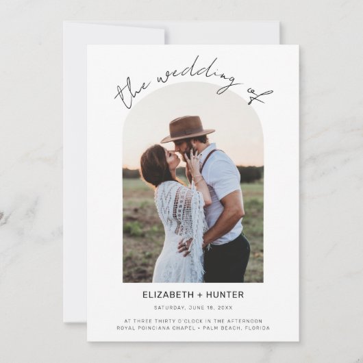 Delikates Arch Frame Foto Hochzeitsstift QR Code U Einladung (Vorderseite)