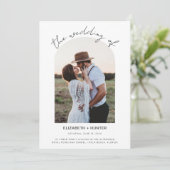 Delikates Arch Frame Foto Hochzeitsstift QR Code U Einladung (Stehend Vorderseite)