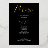 Delikates Black Calligraphy Script Wedding Menu Folieneinladung (Vorderseite)