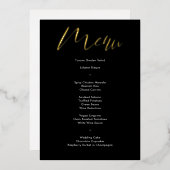 Delikates Black Calligraphy Script Wedding Menu Folieneinladung (Vorderseite/Rückseite)