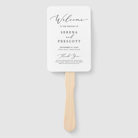 Delikates Black Calligraphy Wedding Program Fächer (Vorderseite)