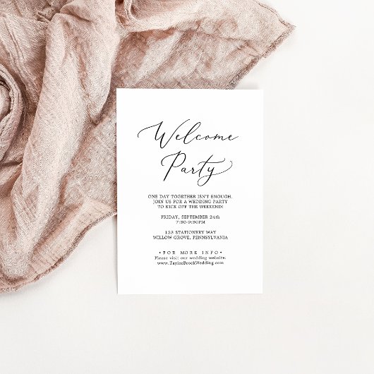 Delikates Black Calligraphy Wedding Welcome Party Begleitkarte