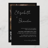 Delikates Black & White QR Code UAWG Wedding Foto Einladung (Vorne/Hinten)