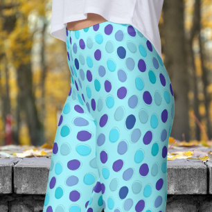 Delikates Blau und Cadet Blue Polka Dot Muster Leggings