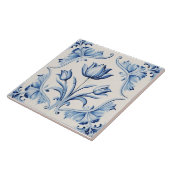 Delikates blaues Delft Tulip Keramik Tile. Fliese (Seite)