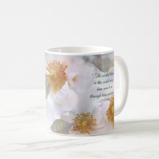 Delikates Blossom mit Zitat Kaffeetasse (VorderseiteRechts)