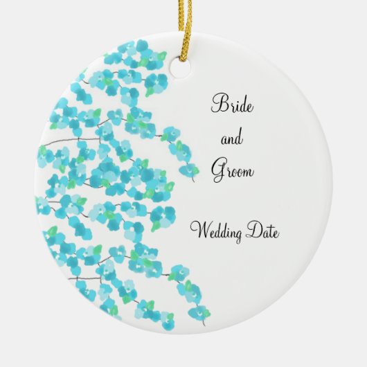 Delikates Blossom Save the Date (aqua) Keramik Ornament (Vorne)