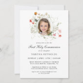 Delikates Blumenkraut Foto Erste Heilige Kommune Einladung (Vorderseite)