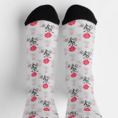 Delikates Blumenmuster-Muster in Roter Blume Socken (Oben)