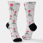 Delikates Blumenmuster-Muster in Roter Blume Socken (Gewinkelt)