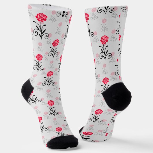 Delikates Blumenmuster-Muster in Roter Blume Socken (Gewinkelt)